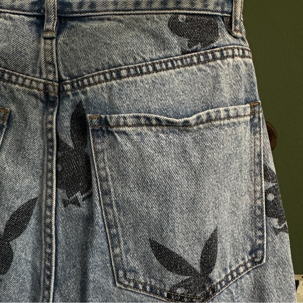 PacSun Gray Straight Leg Jeans with Playboy Logo